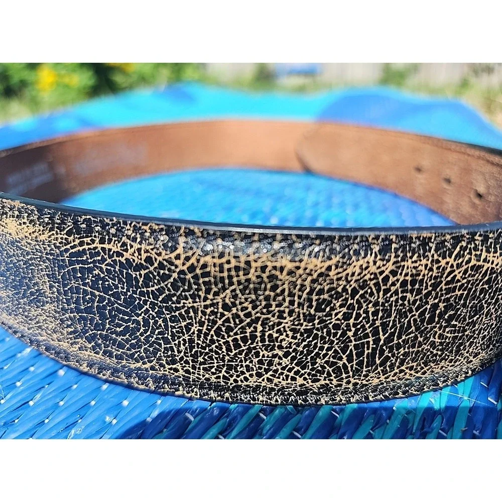 Nocona Belt Co Brown Leather Cross Belt Rhinestone Western Bling Women ‎ S 28-32
